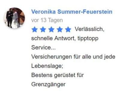 Grenzgänger - Versicherung & Service | Kundenbewertung von Veronika Summer-Feuerstein